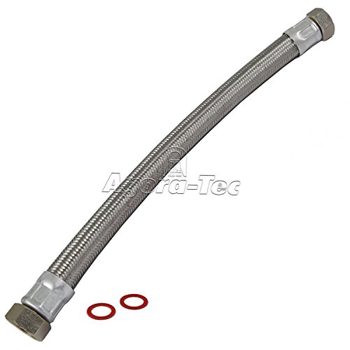 Agora-Tec Edelstahl Panzerschlauch 500mm / 2 x 1 Zoll IG (30,3 mm) mit Überwurfmutter und 2 Flachdichtungen von Agora-Tec