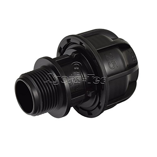 Agora-Tec PE-Fitting Kupplung 25 mm x 3/4 Zoll AG (26,4 mm) für PE-Rohr 25 mm SCHWARZ von Agora-Tec