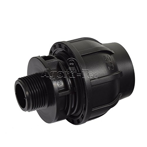 Agora-Tec PE-Fitting Kupplung 32 mm x 3/4 Zoll AG (26,4 mm) für PE-Rohr 32 mm SCHWARZ von Agora-Tec