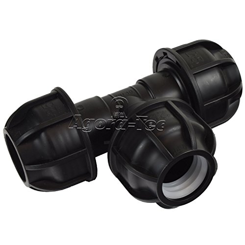 Agora-Tec PE Fitting T-Stück 25 mm x 25 mm x 25 mm für PE-Rohr 25 mm SCHWARZ von Agora-Tec