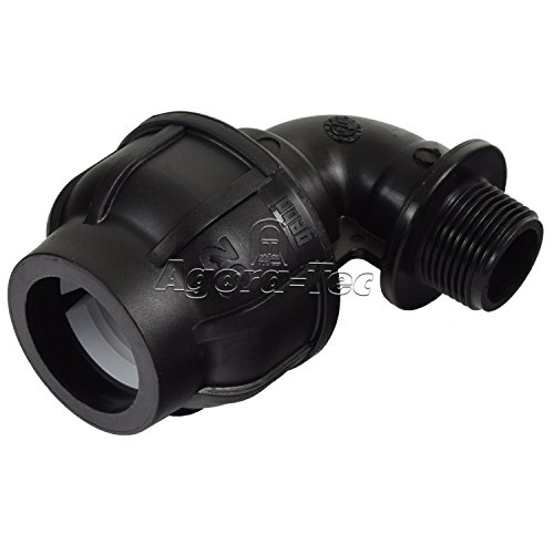 Agora-Tec PE Fitting Winkel 90 Grad 32 mm x 3/4 Zoll AG (26,4 mm) für PE-Rohr 32 mm SCHWARZ von Agora-Tec