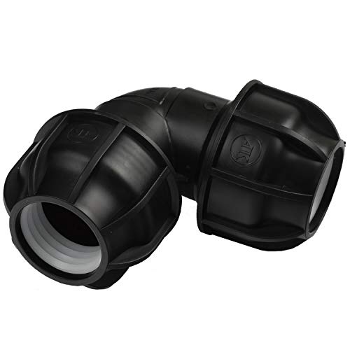 Agora-Tec PE-Fitting Winkel 90 Grad 40 mm x 40 mm für PE-Rohr 40 mm SCHWARZ von Agora-Tec