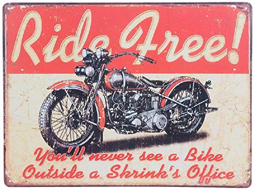 Motorrad Retro Blechschild Ride Free Wanddeko Nostalgie Metallschild Harley Biker von Agora