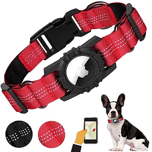 AgoumLux Airtag Hundehalsband Hunde Air Tag Halter Halsband Nylon Verstellbar Reflektierend für Kleine, Mittelgroße und Große, Rot, S AgoumLux Airtag Hundehalsband Hunde Air Tag Halter Halsband Nylon Verstellbar Reflektierend für Kleine, Mittelgroße und Große, Rot, S von AgoumLux