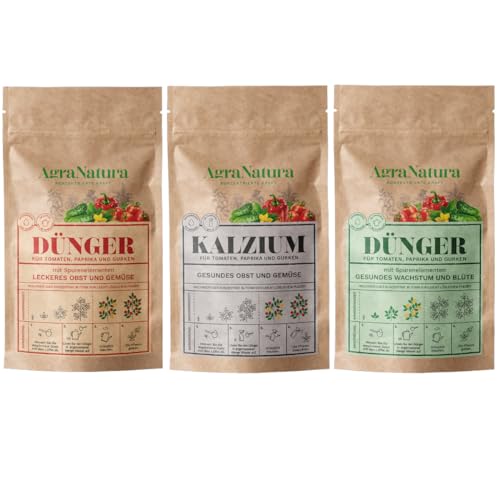 AgraNatura - Bio Dünger - Düngemittel - Natürlich Bodenaktivator - Düngergemuse - Calciumdünger - Rasendünger - Pflanzendünger - Hochkonzentriert - Konzentrat 100g=200L Set (3xProdukten) von AgraNatura SKONCENTROWANA SIŁA