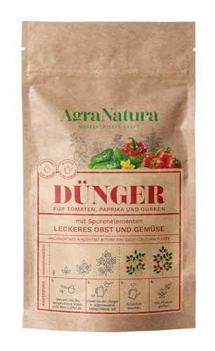 AgraNatura - Gemüsedünger - Hochwertiges - Konzentrat - Pflanzendünger - Bio Dünger für Tomaten, Paprika und Gurken - Düngermischung - Obstdünger - Düngemittel 100g=200L (Leckeres Obst und Gemuse) von AgraNatura SKONCENTROWANA SIŁA