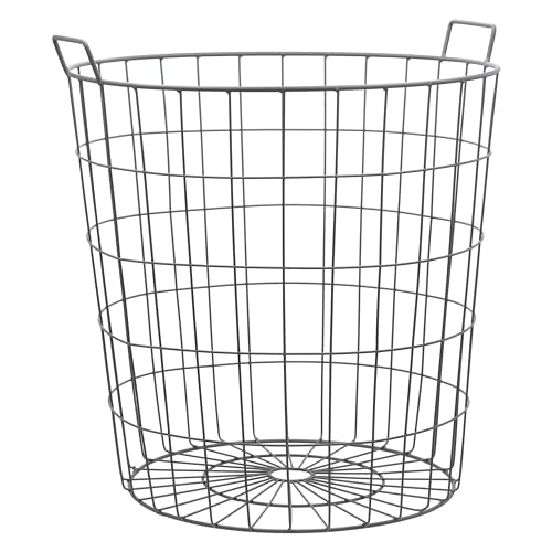 Agrarflora Drahtkorb 79 Liter, Ø500x550mm - Gartenkorb aus robustem Metall - stapelbarer Gitterkorb für Haus & Garten - Obstkorb, Erntekorb, Kartoffelkorb - Haushaltskorb mit Tragegriffen von Agrarflora