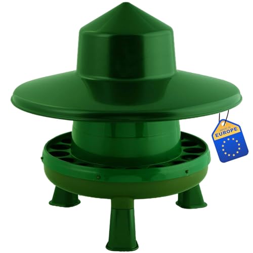 Agrarzone Eco Futterautomat Hühner mit Regenschutz 4 kg - wetterfester Futterspender für Hühner & Geflügel - robuster Hühnerfutter Automat - leicht zu reinigen & befüllen von Agrarzone