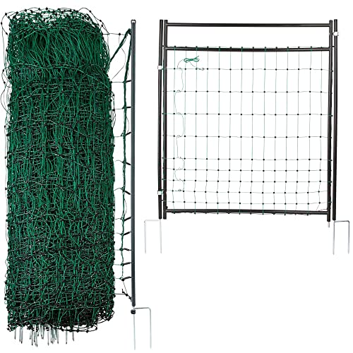 Agrarzone Edition Geflügelnetz PREMIUM mit Tür 50m x 106cm | Innovative Premium Pfähle mit Doppelspitze | Hühnerzaun extrem stabil & standfest | Mit Weidetor für Zugang Geflügelzaun Weidezaun von Agrarzone