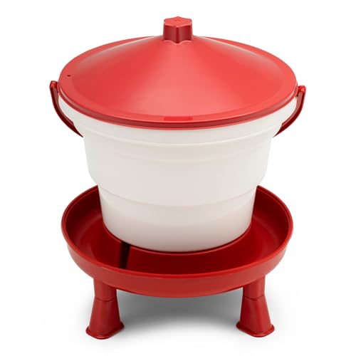 Agrarzone Geflügeltränkeimer mit Füßen 16 Liter rot - robuste Hühnertränke mit Tragegriff - automatische Wasserzufuhr - Geflügeltränke für Hühner, Enten & Geflügel von Agrarzone