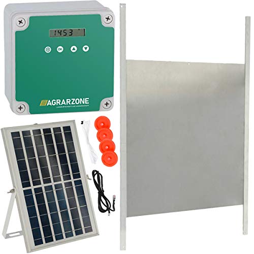 Agrarzone Automatische Hühnerklappe XXL SOLAR - Breite Hühnertür 43 x 40 cm mit Timer, Manuell, Lichtsensor - Elektrische Hühnerklappe Automatisch - Türöffner für Hühnerstall von Agrarzone