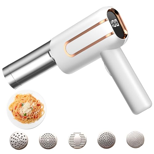 Elektrische Nudelmaschine Handheld, Handpresse mit 5 Modi, Tragbare Hand-Nudelmaschine für Haushalt, Aufladbar Nudelmaschine für Ausgemachte Spaghetti/Fettuccine (Weiß) von Agrdeed