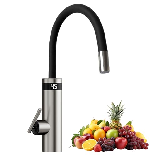 Küchenarmatur mit Durchlauferhitzer, 3000 W, 30 – 60 °C, sofortiger Durchlauferhitzer mit LED-Anzeige, drehbar um 360 °, für Küchenspüle von Agrdeed