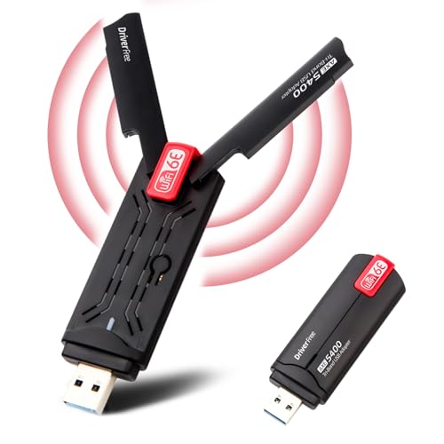 AXE5400 WLAN-Stick, 6E, Tri-Band, WLAN-Stick, für PC, USB 3.0, WLAN-Adapter, Dual-Band-Antenne, 2,4 G/5,8 GHz, kompatibel mit Windows 11/10 von Agrdeed