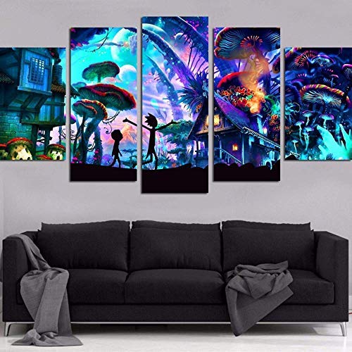 Agreey Leinwand Wandkunst Modulare Bilder Wohnkultur 5 Stücke Gemälde Wohnzimmer HD Gedruckt Animation Poster Rahmen, Mit Rahmen, 30X40 30X60 30X80 cm von Agreey