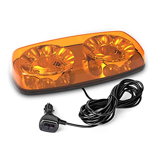 Agrieyes 12" Rundumleuchte Magnet, 12V LED Warnleuchte LKW, Gelbe Rundumleuchte Traktor Zigarettenanzünder, 24V Orange Blinklicht fürs Auto KFZ Mini-Blitzlichtleiste von Agrieyes