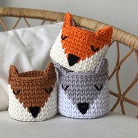 Gehäkelter Fuchs Korb Für Ein Kinderzimmer, Tierkorb von AguWorkshop
