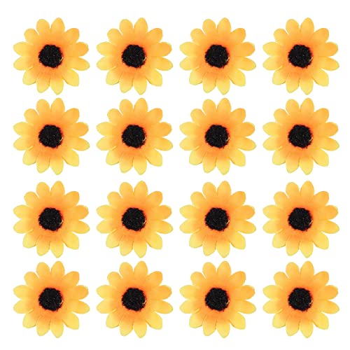 Agwuoetr 100 Stücke Künstliche Sonnenblume Klein Gänseblümchen Gerbera Blüten Köpfe Für Hochzeit (Gelb & Kaffee) von Agwuoetr