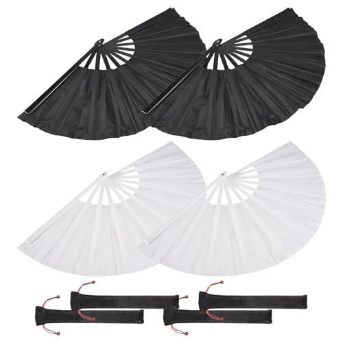 Agwuoetr 4 StüCke GroßEr Faltventilator Seidenhandventilator Chinesisch Japanisch Tai Handventilator Faltbarer Tanzrequisite Bastelventilator(A) von Agwuoetr