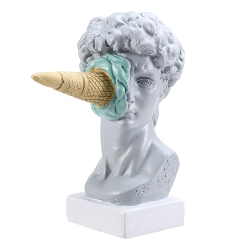Agwuoetr Ice Cream Zerschmetternde David Statue EuropäIsch Modern Einfach David Kopf BüSte Statue Schlafzimmer Wohnzimmer Veranda Desktop Dekoration A von Agwuoetr