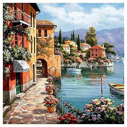 Agwuoetr Malen Nach Zahlen DIY Acryl Malerei Kit für Kinder & Erwachsene 40X45Cm Silent Harbor Pattern mit 3 Pinseln von Agwuoetr