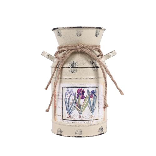 Agwuoetr Shabby Tisch Geschenk Arrangement Haus Dekoration Vintage Töpfe Eiseneimer Hochzeit Blumen Vase Ländlichen Stil -Beige von Agwuoetr