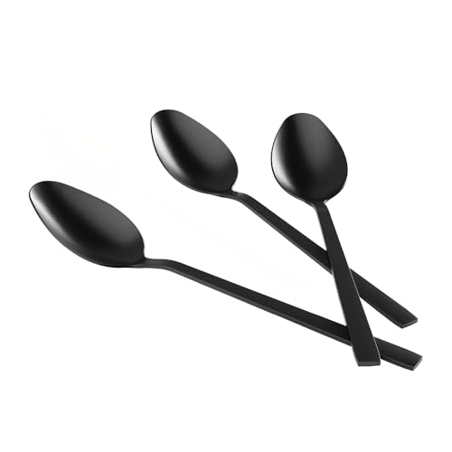 AGYO Bond Nero – Set mit 3 Tafellöffeln 21 cm aus Edelstahl 18/10 mit matter PVD-Beschichtung, schlanker ergonomischer Griff, rostfrei, spülmaschinenfest von Agyo