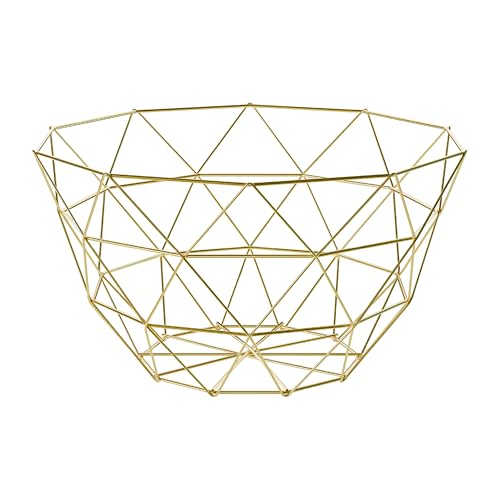 Agyo Obstschale Metall Gold - Obstkorb Obstkorb Obstschale Modernes Design für Küche und Tisch - Durchmesser 26 cm, Höhe 14 cm - Dekoschale aus goldenem Eisendraht von Agyo