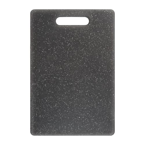 Küchenbrett PP schwarz 30 × 20 cm - Stärke 8 mm, Granitoptik, integrierter Griff, spülmaschinengeeignet von Agyo
