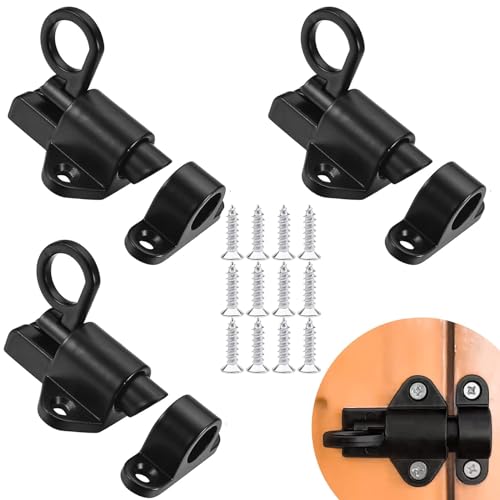 3 Pack Federbolzen Aluminiumlegierung Terrassentür Verriegelung Automatische Verriegelung Geeignet für Feste Fenster Schreibtisch Schublade Terrassentüren Werkzeugschränke etc (Schwarz) von AhLmA