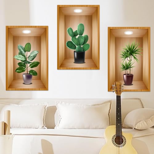 3 Stücke 3D Vase Wandaufkleber Pflanzen Wandtattoo Küche Wanddeko Geeignet zum Dekorieren von Schlafzimmern Wohnzimmern Türen und Fenstern Hotels und Beschädigter Wände(30 * 45cm) von AhLmA