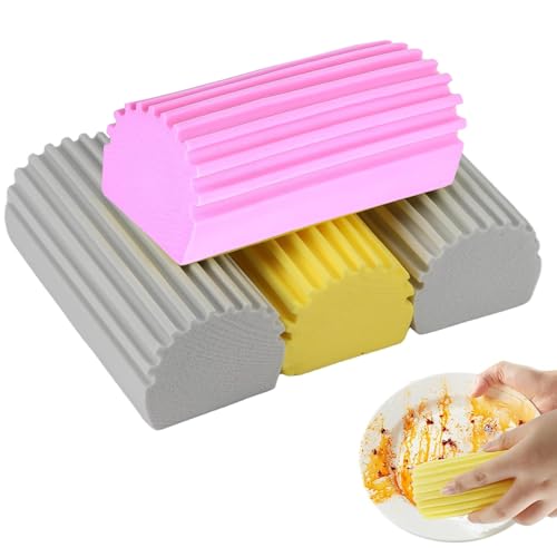 4er-Pack Damp Duster Staubschwamm Damp Clean Duster Sponge Leistenschwamm Staub Schwamm Rillen zum Reinigen von Glas, Thekenleisten, Jalousien, Autoleder, Sofas und Anderen Oberflächen von AhLmA