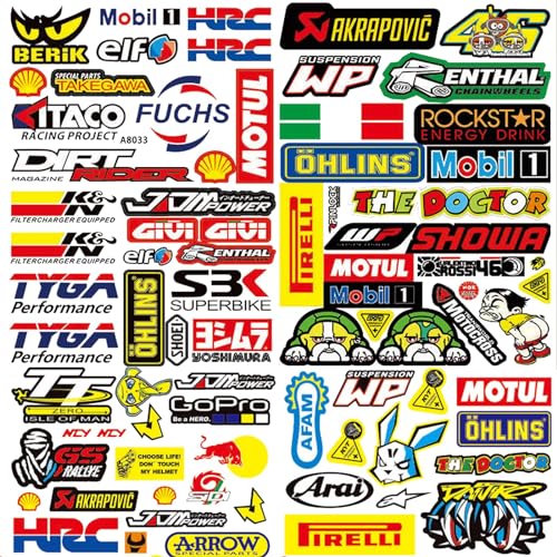 90-teiliges Sponsoren Aufkleber Motorrad Sticker Motorrad Tuning Aufkleber Auto Aufkleber Auto Tuning Rallye Aufkleber Auto für Motorräder, Rennwagen, Helme und mehr (C) von AhLmA