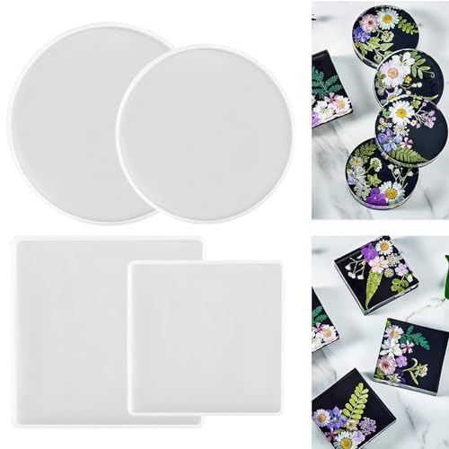 4 Stücke Epoxidharz Formen Silikonform Runde und Quadratische Untersetzer Harzform Silikonform Tablett Untersetzer Geeignet für Selbstgemachte Teetabletts Obsttabletts Schmucktabletts 4 Stücke Epoxidharz Formen Silikonform Runde und Quadratische Untersetzer Harzform Silikonform Tablett Untersetzer Geeignet für Selbstgemachte Teetabletts Obsttabletts Schmucktabletts von AhLmA