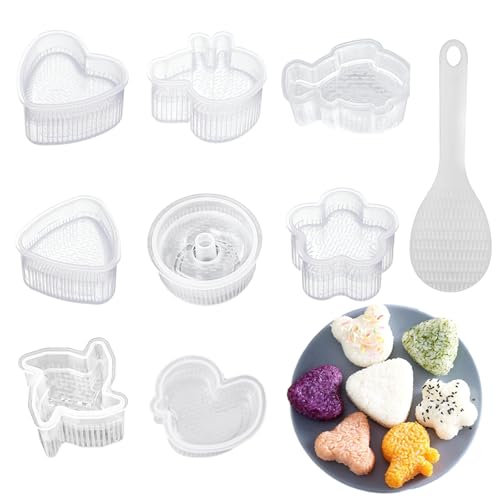 8-Teilige Sushi Tool Dreieckige Reisbällchenform Reisbällchen Former Onigiri-Förmchen Sushi-Form DIY-Sushi-Form Antihaftbeschichtete Dreieckige Reisbällchenform von AhLmA