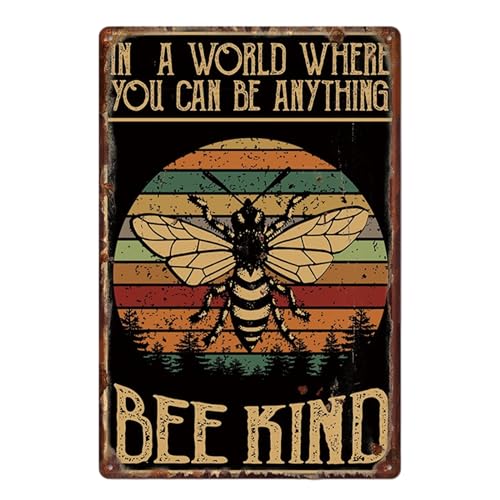 AhLmA Retro Blechschild Bienen Metallschilder Gothic Deko Poster Vintage Vintage Deko Aesthetic Gartendeko Vintage Desk Dekoration Geeignet für Wohnzimmer Garage Bar Café Höhle Hütte(Bienenmodell) von AhLmA