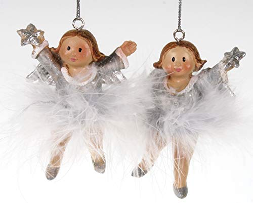 Aha 2 Engel Hänger mit Stern Silber 7 cm Mädchen Rubensfrau mollige Dame Figur Weihnachten Weihnachtsdeko Dekoration Dicke Frau von Aha