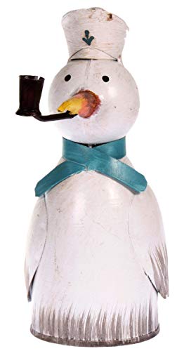 Aha Zaunhocker Möwe mit Pfeife blauem Schal 21 cm Figur aus Blech Metall Garten Deko Garten Balkon maritim Küste Meer Nordsee Dekofigur Pfostenhocker von Aha