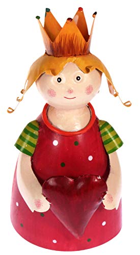 Aha Zaunhocker Prinzessin mit Herz rot Dekofigur aus Blech 21 cm Figur Metall Garten Deko Garten Balkon von Aha