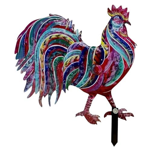Ahagogo Deko Hahn Dekofiguren Garten Deko Gartenfiguren Garten Figur Hahn aus Metall für außen Hühner Gartendeko Tiere Gartendeko Hühnerstall Decor für sicheren Halt Nicht dreidimensional (Purple) von Ahagogo