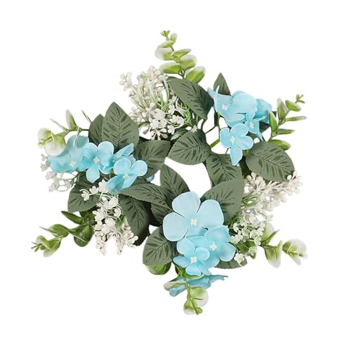 Kerzengirlande Kerzenring Aus Künstlichen Blumen Frühlingskerzenkranz Kerzenringe Kränze Masse Künstliche Kerzenringe Tischkranz Falschen Plastik Kerzengirlande (Blau) von Ahagogo