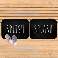 Splish Splash Passende Badematten | Schwarze Matten Mit Weißem Text Set Badteppiche Badezimmer Accessoires Wohndekor Geschenkideen von AhavtiLifeStyle