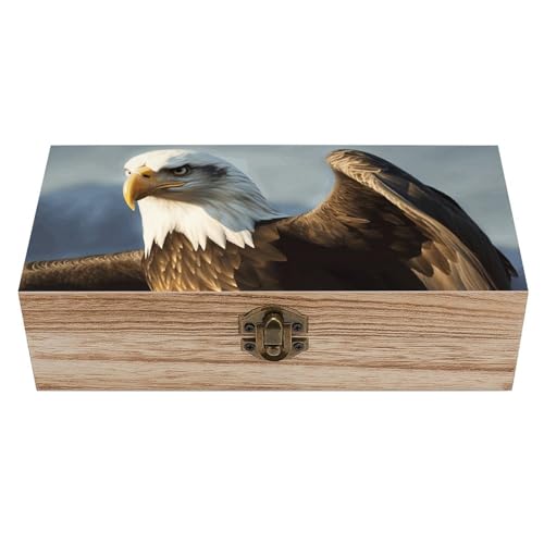 Adler Holzkiste Souvenir mit Deckel und Frontverschluss Büro Schreibtisch Organizer Behälter Andenken von Ahdyr