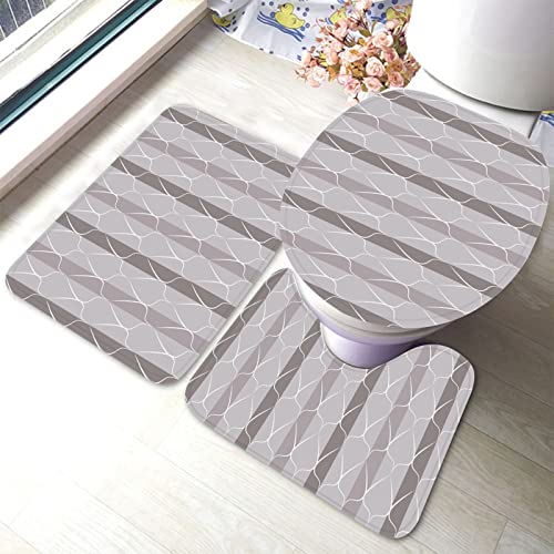 Ahdyr Badezimmerteppiche mit Trichtermuster, 3-teiliges, einfaches, modisches Muster, graues Badematten-Set, Badvorleger + U-förmiger Toilettenvorleger + Toilettendeckelabdeckung, Badematte Ahdyr Badezimmerteppiche mit Trichtermuster, 3-teiliges, einfaches, modisches Muster, graues Badematten-Set, Badvorleger + U-förmiger Toilettenvorleger + Toilettendeckelabdeckung, Badematte von Ahdyr