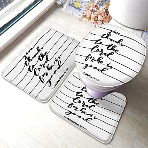 Ahdyr Badvorleger-Set mit 3 Teilen Dankeschön an die for He is Good Word-Badematte, großer Teppich, Toilettensitzdeckel, rutschfeste Matte, Anti-Rutsch-Pad Ahdyr Badvorleger-Set mit 3 Teilen Dankeschön an die for He is Good Word-Badematte, großer Teppich, Toilettensitzdeckel, rutschfeste Matte, Anti-Rutsch-Pad von Ahdyr