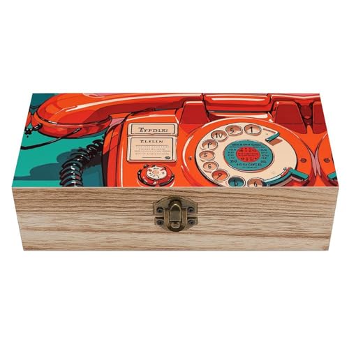 Ahdyr England UK Retro London Telefone Holzkiste Souvenir Aufbewahrungsbox aus Holz mit Deckel und Frontverschluss Büro Schreibtisch Organizer Behälter Andenkenboxen Erinnerungsbox Schmuck Gaine von Ahdyr
