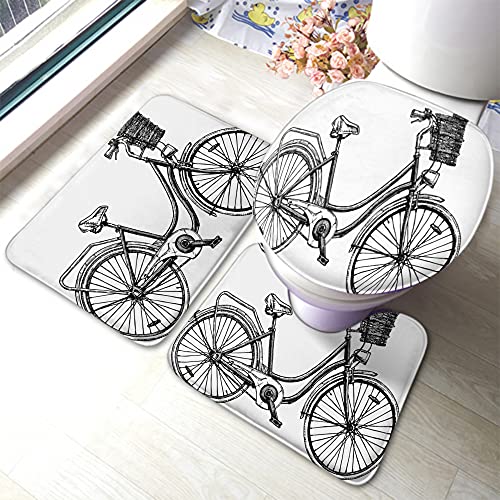 Ahdyr Fahrrad-Badematte 3-teiliges Set Vintage Citybike mit Bambuskorb Badezimmermatte großer Teppich WC-Sitz Deckelabdeckung rutschfeste Matte Anti-Rutsch-Pad Ahdyr Fahrrad-Badematte 3-teiliges Set Vintage Citybike mit Bambuskorb Badezimmermatte großer Teppich WC-Sitz Deckelabdeckung rutschfeste Matte Anti-Rutsch-Pad von Ahdyr