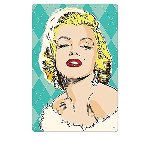 Ahdyr Marilyn Monroe Metall Blechschild Gemälde für Bars Plakette Plakat für Cafe Bar Pub Bier Wanddekoration Höhle Bier Zeichen Kunst Nostalgic Blechschild Dekor-20X30Cm von Ahdyr