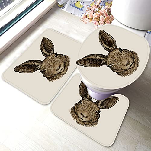 Ahdyr Osterhasen-Badeteppich-Set, 3-teiliges Vintage-Ostern-Badematten-Set, Badvorleger + U-förmiger Toiletten-Badeteppich + Toilettendeckel-Abdeckung, Badematte Ahdyr Osterhasen-Badeteppich-Set, 3-teiliges Vintage-Ostern-Badematten-Set, Badvorleger + U-förmiger Toiletten-Badeteppich + Toilettendeckel-Abdeckung, Badematte von Ahdyr