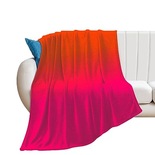 Ahdyr Plüsch-Überwurfdecke, Orange und Neonrosa, Ombre-Farbe, weiche, Flauschige, gemütliche Decke, Flanelldecken, ganzjährig für Sofa, Couch, Bett, 127 x 152 cm von Ahdyr